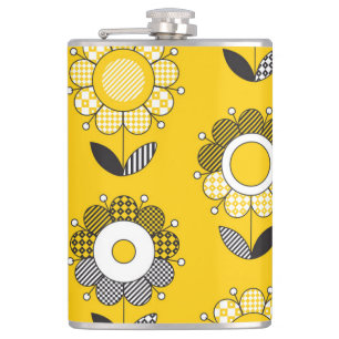 Cantil Padrão Floral de Folk Amarelo Simples