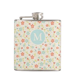 Cantil Padrão Floral de Primavera Pastel Monograma Bonito