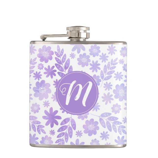 Cantil Padrão Floral Desenhado da lavanda e Monograma (Frente)