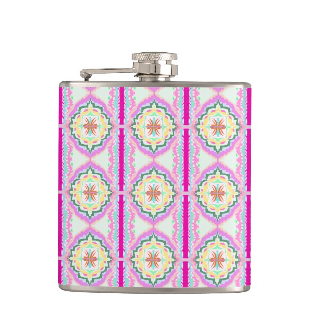 Cantil Padrão Floral Geométrico Rosa Chic e Dourado (Frente)