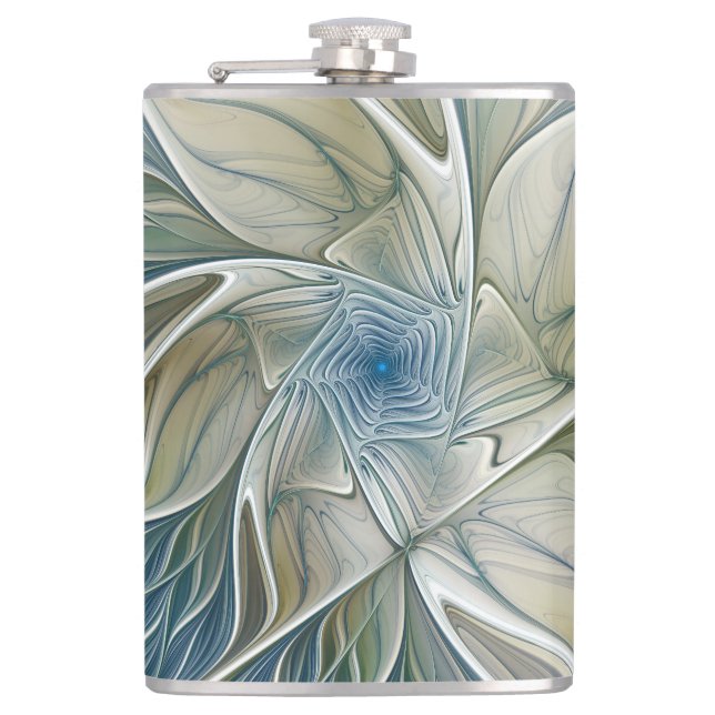 Cantil Padrão Floral Sonho Abstrato Caqui Azul Fractal (Frente)