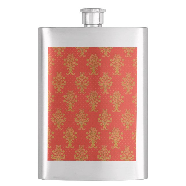 Cantil Padrão Floral Vermelho E Dourado (Frente)