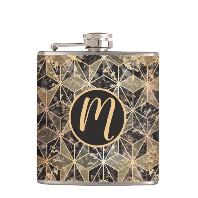 Cantil Padrão geométrico de mármore e Dourado (Frente)