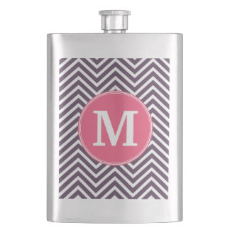 Cantil Padrão Girly Chevron com Monograma - Púrpura Rosa
