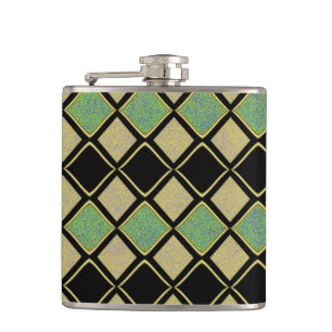 Cantil Padrão Harlequim em Dourado, Verde e Preto