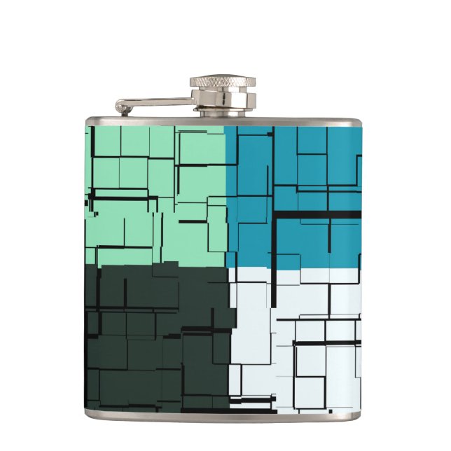 Cantil Padrão Moderno Azul Azul Aqua Azul-Teal Branco do  (Frente)