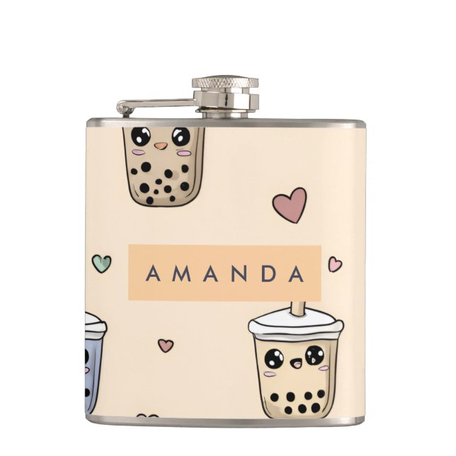 Cantil Padrão Personalizado de Boba Tea Cute (Frente)