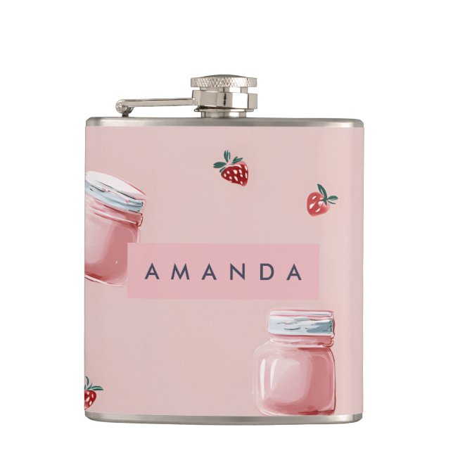 Cantil Padrão Personalizado De Jar De Morango Rosa (Frente)