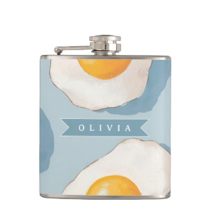 Cantil Padrão Personalizado de Ovo Frito Divertido Azul E