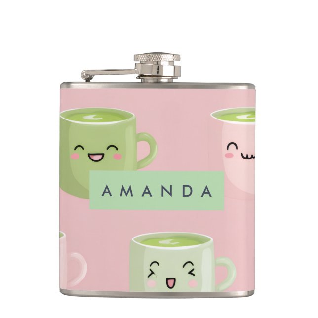 Cantil Padrão Personalizado de Pastel Kawaii Matcha Tea (Frente)