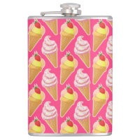 Padrão rosa Kawaii com sorvete de morango
