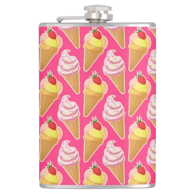 Cantil Padrão rosa Kawaii com sorvete de morango (Frente)