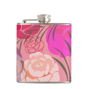 Cantil Padrão rosa rosa rosa rosa com flores e plantas