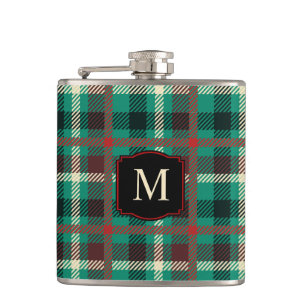 Cantil Padrão Rustic Teal Xadrez com Monograma