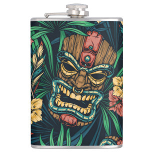 Cantil Padrão Tropical de Máscara de Tiki Havaiano