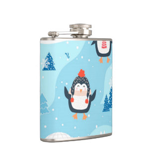 Cantil padrão uniforme de natal com pinguim
