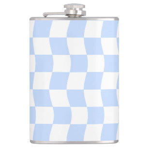 Cantil Padrão Xadrez Azul Pastel e Branco Retro