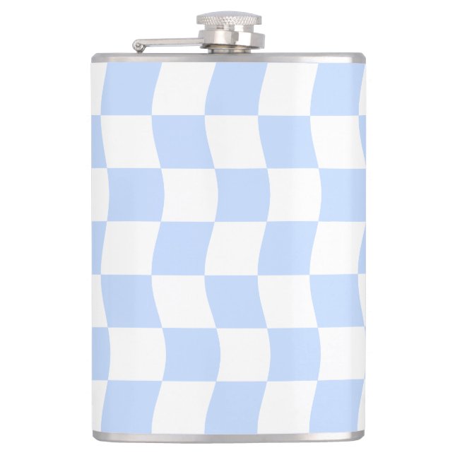 Cantil Padrão Xadrez Azul Pastel e Branco Retro (Frente)