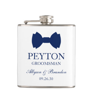 Cantil Padrinho de casamento Blue Arco Tie Flask