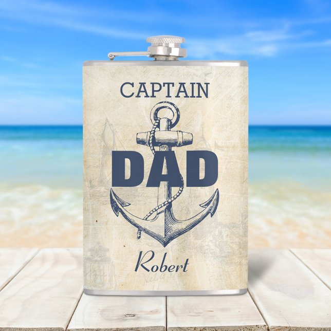 Cantil Pai Capitão de Âncora Náutica Personalizada (Great gift for Captain Dad for birthdays, Father's Day, Christmas, or any occasion!)