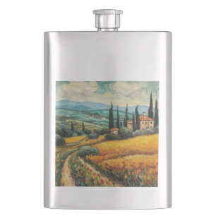 Cantil Paisagem Rural de Tuscany com Flores Silvestres Do