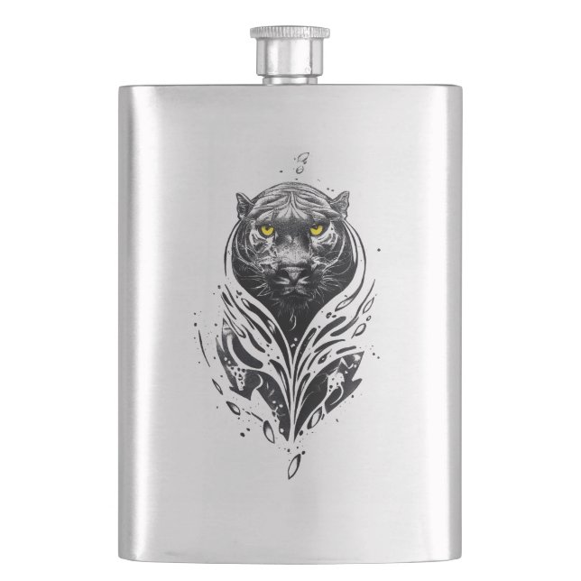 Cantil Pantera Natureza Selvagem Animal Ilustração Tatuag (Frente)