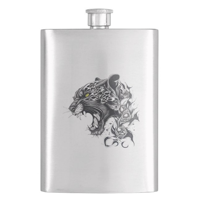 Cantil Pantera Natureza Selvagem Animal Ilustração Tatuag (Frente)