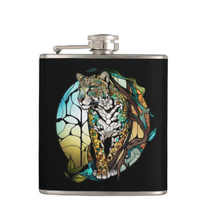 Cantil Panther Animal Portrait Vidro Estido Arte Selvagem