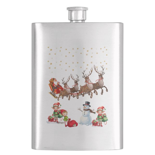 Cantil Papai Noel com renas puxando seu trenó (Frente)