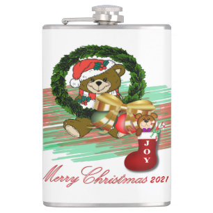 Cantil Papais noeis Joy Sock Natal Vinil Wrapl Flask