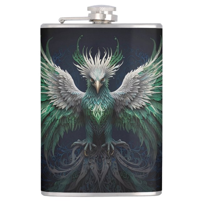 Cantil Pássaro Majestoso Verde e Branco da Phoenix (Frente)