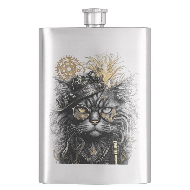 Cantil Patas Espirituosas O Gato Steampunk Funky  (Frente)