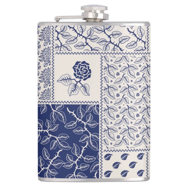 Cantil Patchwork Floral do Indigo Blue Beige (Frente)