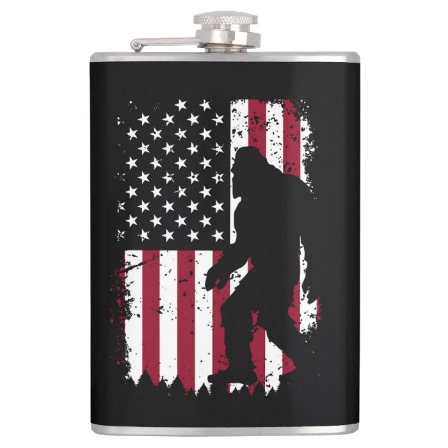 Cantil Patriotic Bigfoot American Flag Sasquatch (Frente)