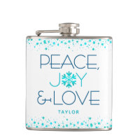 Peace Joy Love Turquoise Holiday Snowflake Nome