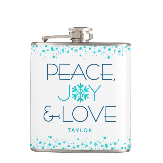 Cantil Peace Joy Love Turquoise Holiday Snowflake Nome (Frente)