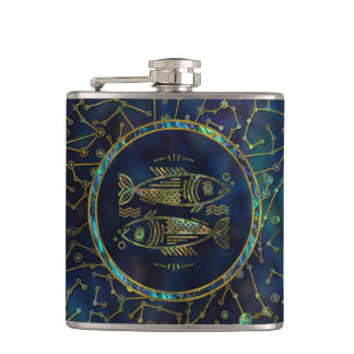 Cantil Peixes Zodiac Dourado Abalone na constelação