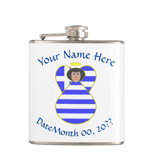 Cantil Pêlos Pretos do Anjo da Bandeira Grega Personaliza (Frente)