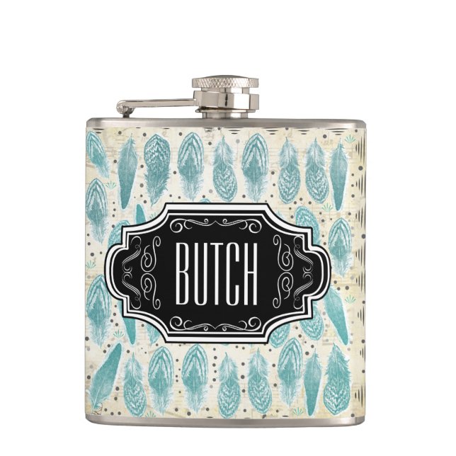 Cantil Penas Padrão de Hipster preto e bronzeado (Frente)