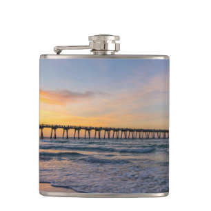 Cantil Pensacola Pier Shoreline Sunrise Flask