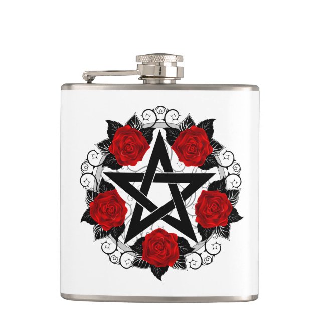 Cantil Pentagrama com Rosas vermelhas (Frente)