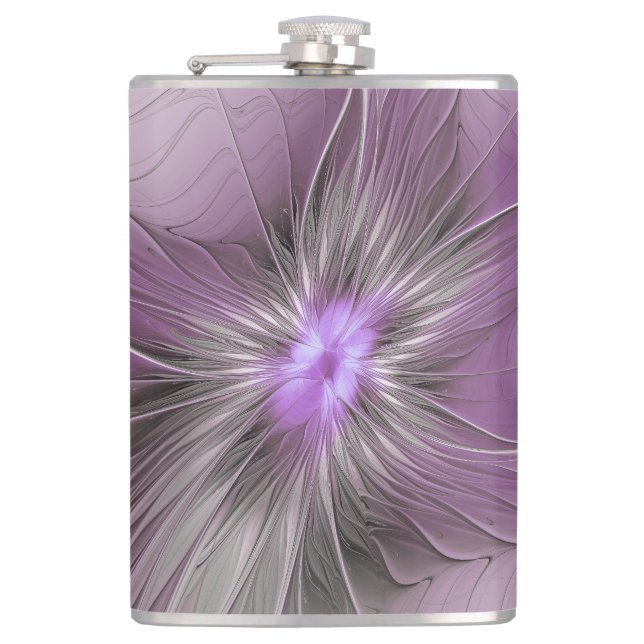 Cantil Pequena Bela Cinza Mauve Moderna Flor de Arte Frac (Frente)