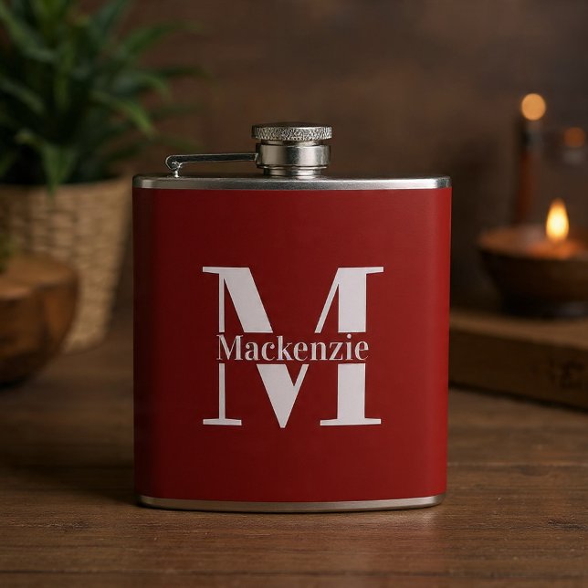 Cantil Personalizado Feito sob Medida Monogramado (Elegant Monogram Name Personalized Text Flask by Ricaso. Great gift idea. Custom monogrammed)