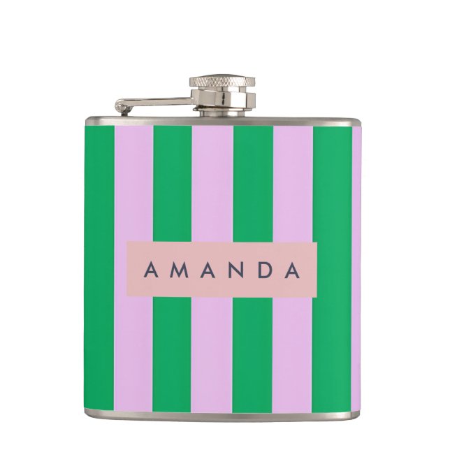 Cantil Personalizado Listras Verde e Rosa Frescas Retrô (Frente)