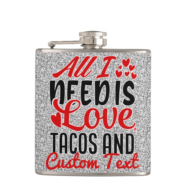 Cantil Personalizado Tudo que Preciso de Tacos de Amor e  (Frente)