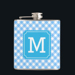 Cantil Personalizar Na moda Baby Blue Gingham Monograma<br><div class="desc">Frasco monograma de na moda com um padrão de gingham azul-bebê. Faz um presente personalizado excelente. Personalize-o substituindo o texto do marcador de posição. Para obter mais opções, como alterar a fonte e seu tamanho, clique no botão "Personalizar". *Observe que a Marca d'água do Zazzle que aparece na visualização de...</div>