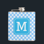 Cantil Personalizar Na moda Baby Blue Gingham Monograma<br><div class="desc">Frasco monograma de na moda com um padrão de gingham azul-bebê. Faz um presente personalizado excelente. Personalize-o substituindo o texto do marcador de posição. Para obter mais opções, como alterar a fonte e seu tamanho, clique no botão "Personalizar". *Observe que a Marca d'água do Zazzle que aparece na visualização de...</div>