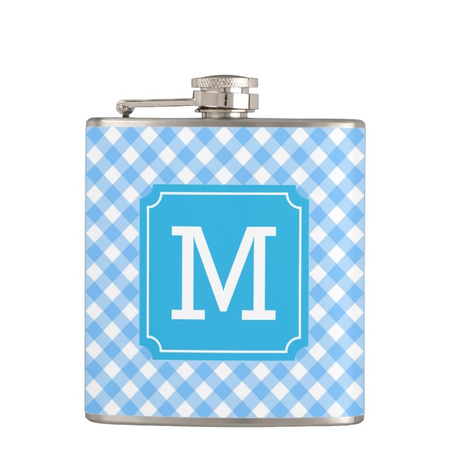 Cantil Personalizar Na moda Baby Blue Gingham Monograma (Frente)