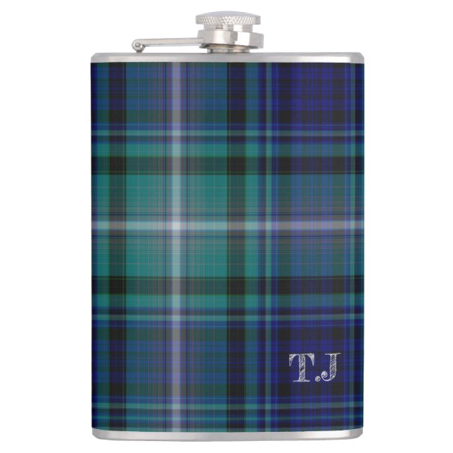 Cantil Personalize Flask - Xadrez Azul e Verde (Frente)