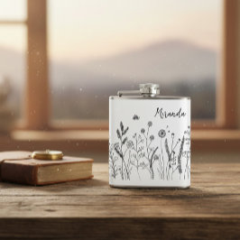 Cantil Personalized Doodle Wild Plants Vinyl Wrapped Flas